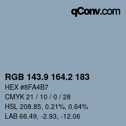 Color code: RGB 143.9 164.2 183 | qconv.com