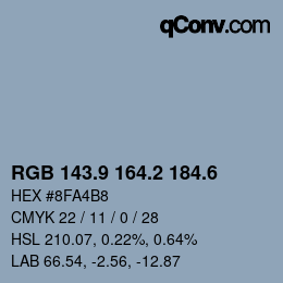 カラーコード: RGB 143.9 164.2 184.6 | qconv.com