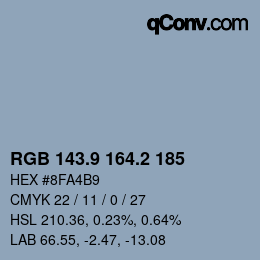 Color code: RGB 143.9 164.2 185 | qconv.com
