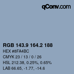 Color code: RGB 143.9 164.2 188 | qconv.com