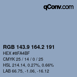 Color code: RGB 143.9 164.2 191 | qconv.com
