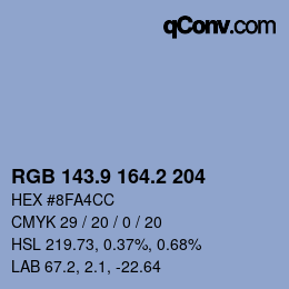 Color code: RGB 143.9 164.2 204 | qconv.com