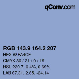 Color code: RGB 143.9 164.2 207 | qconv.com