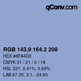 Color code: RGB 143.9 164.2 208 | qconv.com