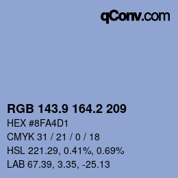 Color code: RGB 143.9 164.2 209 | qconv.com