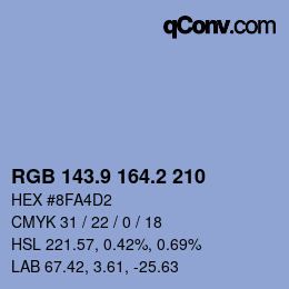 カラーコード: RGB 143.9 164.2 210 | qconv.com