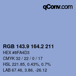 Color code: RGB 143.9 164.2 211 | qconv.com