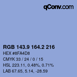 Color code: RGB 143.9 164.2 216 | qconv.com