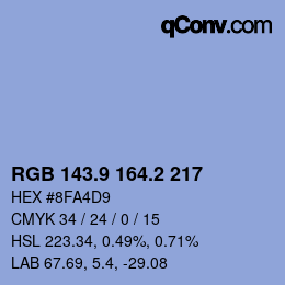 Color code: RGB 143.9 164.2 217 | qconv.com