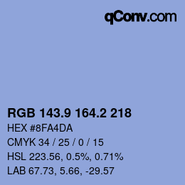 Color code: RGB 143.9 164.2 218 | qconv.com