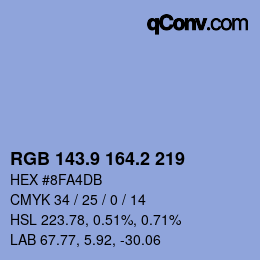 Color code: RGB 143.9 164.2 219 | qconv.com