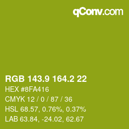 カラーコード: RGB 143.9 164.2 22 | qconv.com