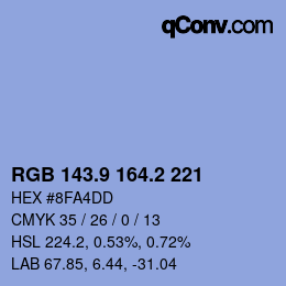 カラーコード: RGB 143.9 164.2 221 | qconv.com