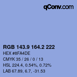 カラーコード: RGB 143.9 164.2 222 | qconv.com