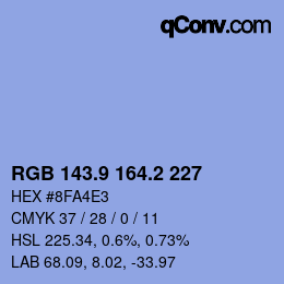 Color code: RGB 143.9 164.2 227 | qconv.com