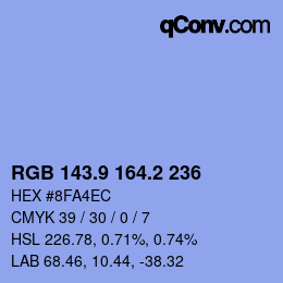 Color code: RGB 143.9 164.2 236 | qconv.com