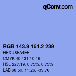 カラーコード: RGB 143.9 164.2 239 | qconv.com