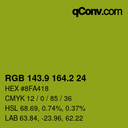 カラーコード: RGB 143.9 164.2 24 | qconv.com