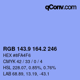 Color code: RGB 143.9 164.2 246 | qconv.com