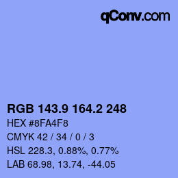 Color code: RGB 143.9 164.2 248 | qconv.com