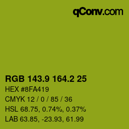 カラーコード: RGB 143.9 164.2 25 | qconv.com