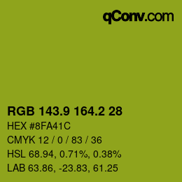 カラーコード: RGB 143.9 164.2 28 | qconv.com