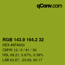 カラーコード: RGB 143.9 164.2 32 | qconv.com