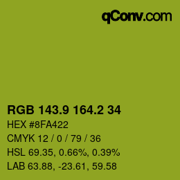 カラーコード: RGB 143.9 164.2 34 | qconv.com