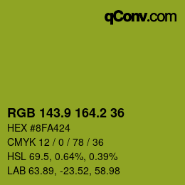 カラーコード: RGB 143.9 164.2 36 | qconv.com