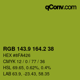 カラーコード: RGB 143.9 164.2 38 | qconv.com