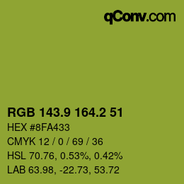 カラーコード: RGB 143.9 164.2 51 | qconv.com