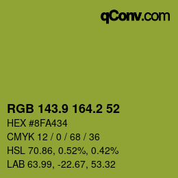 カラーコード: RGB 143.9 164.2 52 | qconv.com