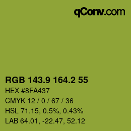 カラーコード: RGB 143.9 164.2 55 | qconv.com
