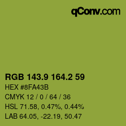 カラーコード: RGB 143.9 164.2 59 | qconv.com