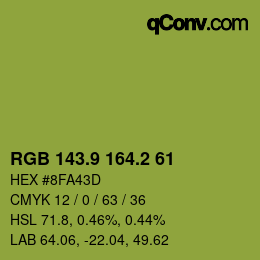 カラーコード: RGB 143.9 164.2 61 | qconv.com