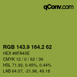 カラーコード: RGB 143.9 164.2 62 | qconv.com