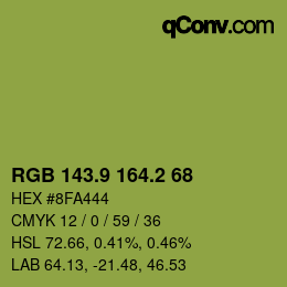 カラーコード: RGB 143.9 164.2 68 | qconv.com