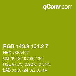 カラーコード: RGB 143.9 164.2 7 | qconv.com