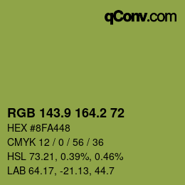 カラーコード: RGB 143.9 164.2 72 | qconv.com