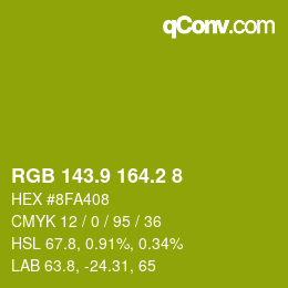 カラーコード: RGB 143.9 164.2 8 | qconv.com
