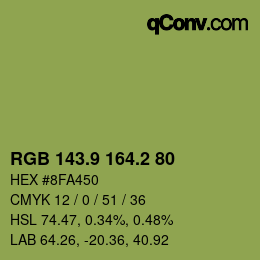 カラーコード: RGB 143.9 164.2 80 | qconv.com