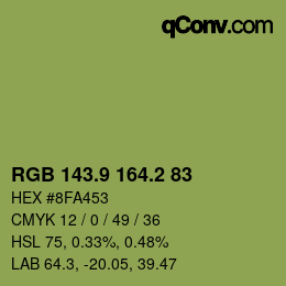 カラーコード: RGB 143.9 164.2 83 | qconv.com