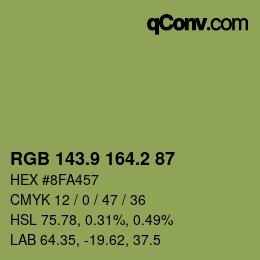 カラーコード: RGB 143.9 164.2 87 | qconv.com