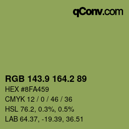 カラーコード: RGB 143.9 164.2 89 | qconv.com