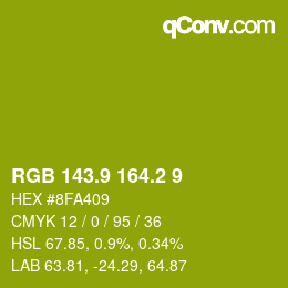 カラーコード: RGB 143.9 164.2 9 | qconv.com