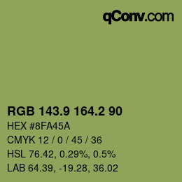 カラーコード: RGB 143.9 164.2 90 | qconv.com