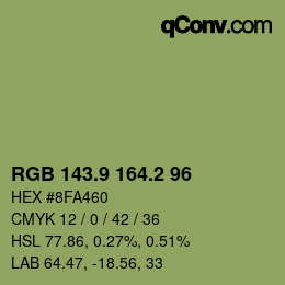 カラーコード: RGB 143.9 164.2 96 | qconv.com