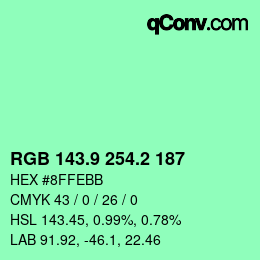 カラーコード: RGB 143.9 254.2 187 | qconv.com