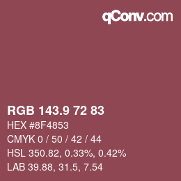 カラーコード: RGB 143.9 72 83 | qconv.com