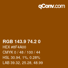 Color code: RGB 143.9 74.2 0 | qconv.com